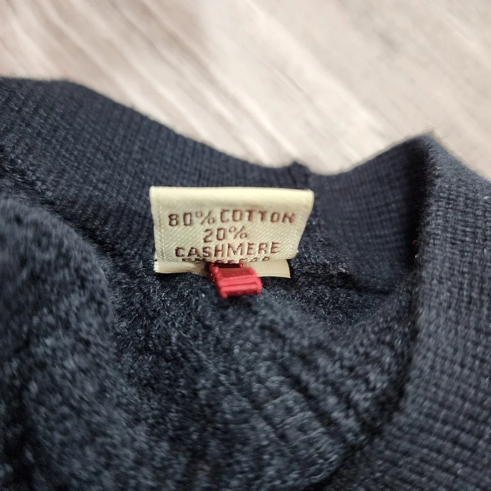 TOMMY BAHAMA Cashmere Cotton Black Waffle Knit Thermal Pullover Top Men's Medium